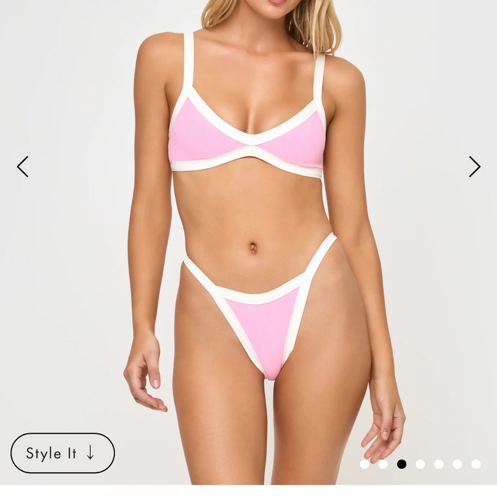 L*Space Pink and White Bikini SET M/ XL